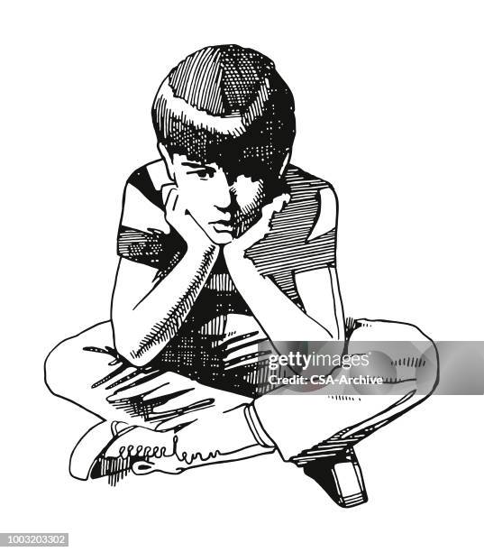 stockillustraties, clipart, cartoons en iconen met verveeld boy - bored