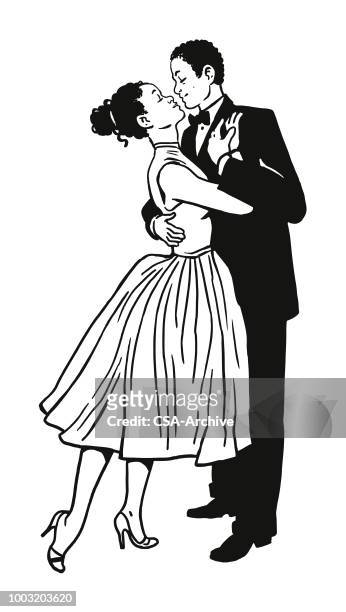 couple dancing - high school prom stock illustrations