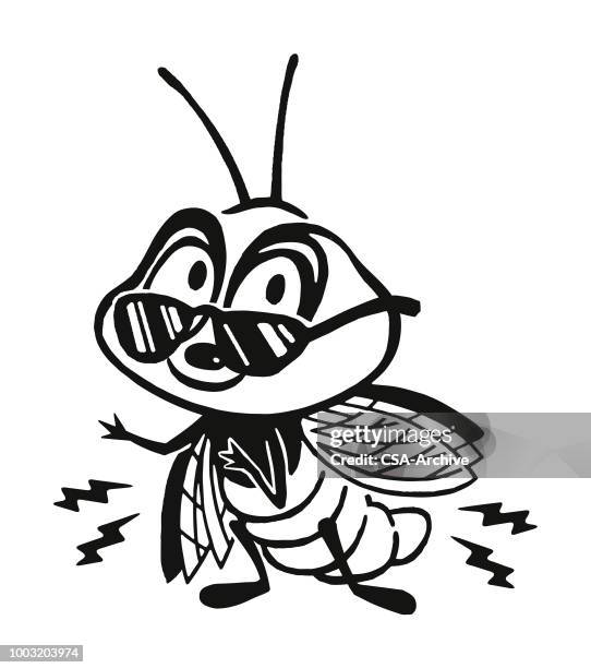 bee wearing glasses - insect stock illustrations