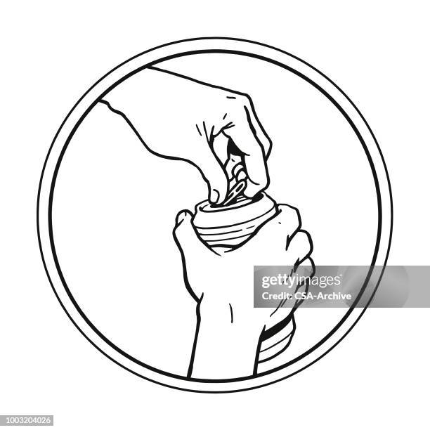 opening a can of beer - open tin can stock illustrations