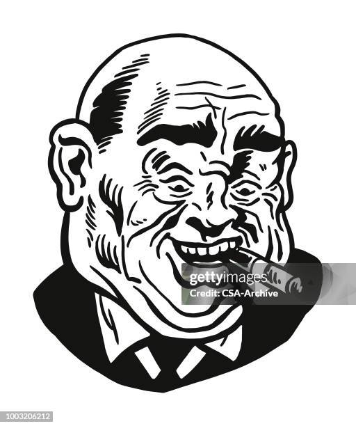 man smoking cigar - man eyebrows stock illustrations