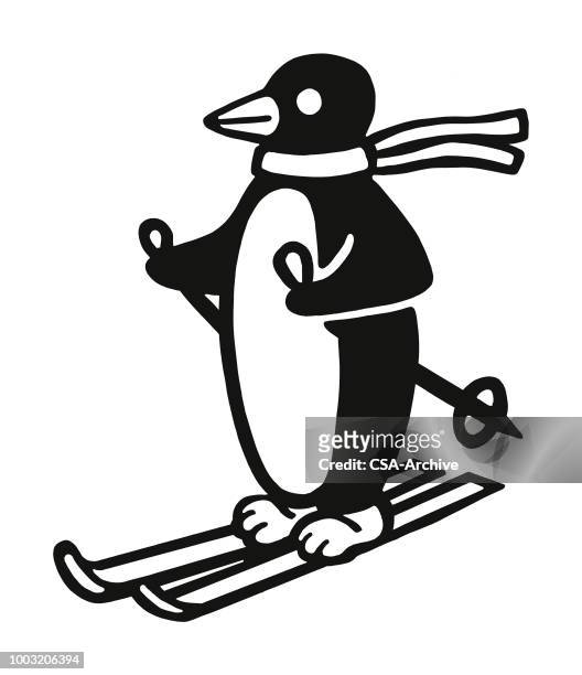 ペンギンのスキー - スキー点のイラスト素材／クリップアート素材／マンガ素材／アイコン素材