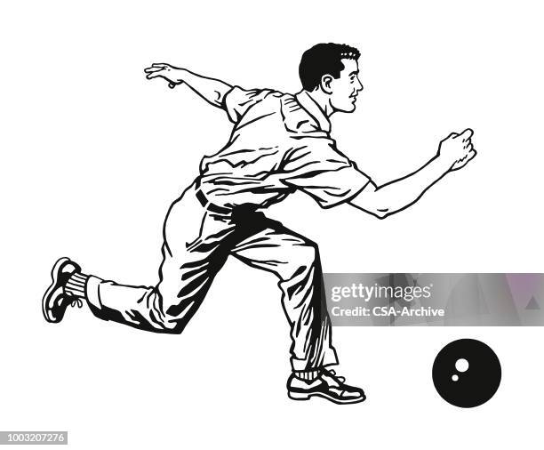 stockillustraties, clipart, cartoons en iconen met man bowlen - bowlen