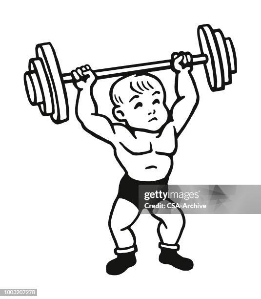 boy lifting weights - strongman vector stock illustrations