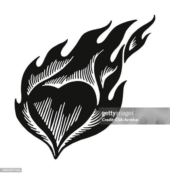 flaming heart - flame logo stock illustrations