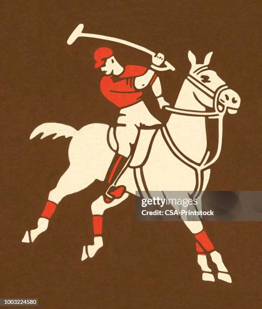 polo player riding a horse - polo stock illustrations