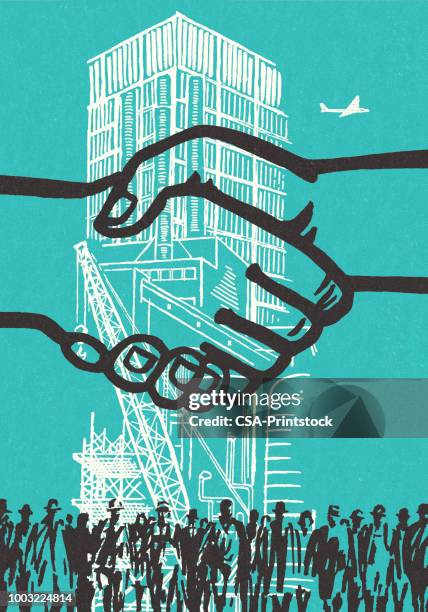 handshake - handshake blue background stock illustrations
