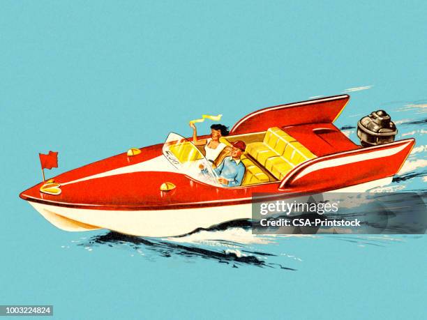 speedboat - motor boat stock illustrations