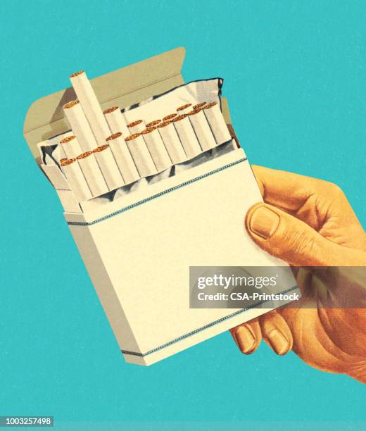 pack of cigarettes - cigarette box stock illustrations