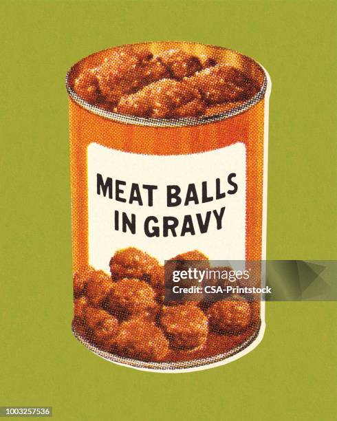 meat balls in gravy - canned meat stock illustrations