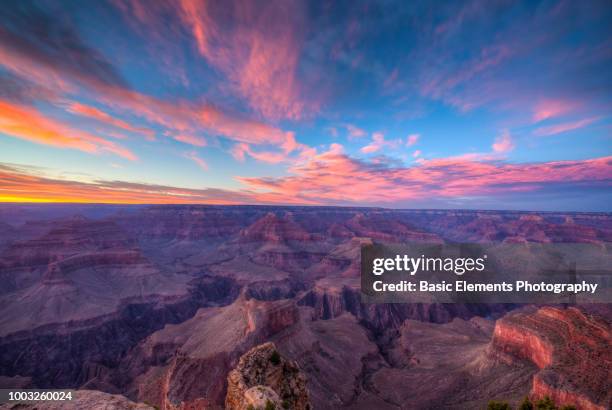 hopi point sunset grand canyon - grand canyon south rim stockfoto's en -beelden