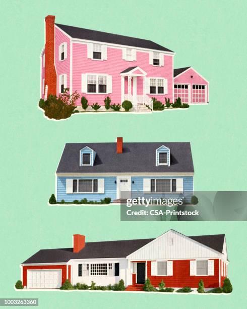 three houses - csa printstock stock illustrations