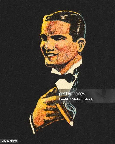 handsome man smoking a cigar - bachelor stock illustrations