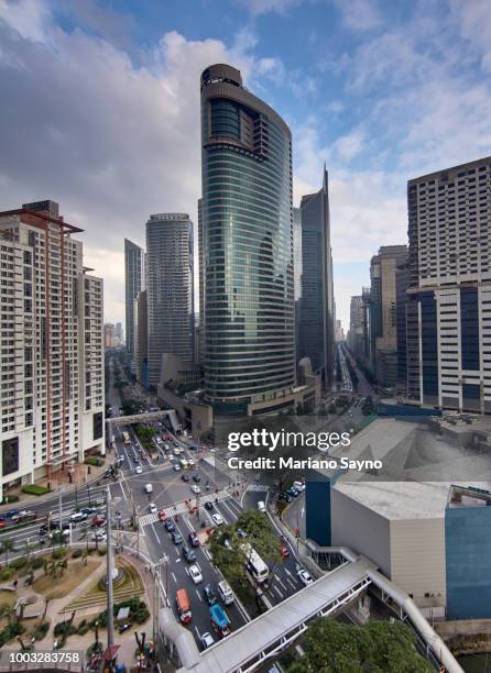 aerial view of a makati district - makati stock-fotos und bilder