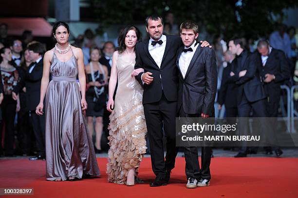 Hungarian actress Kitty Csikos , actor Rudolf Frecska and Hungarian director Kornel Mundruczo arrive for the screening of "Szelid Teremtes - A...