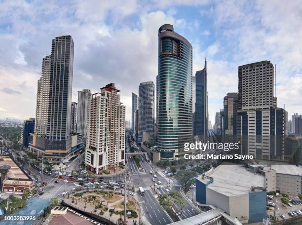 aerial view of a makati district - philippines stockfoto's en -beelden