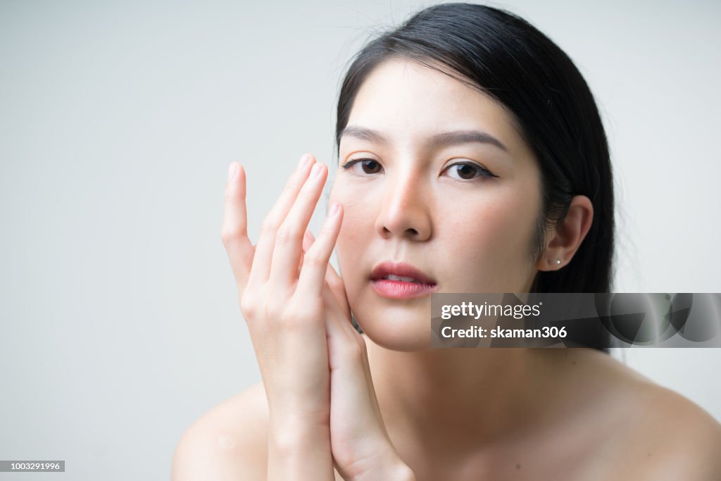 Close up portrait asian female for beauty product