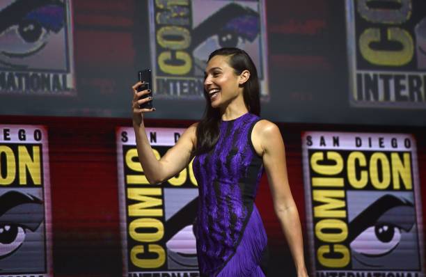 Actress Gal Gadot participates in the Warner Bros. Theatrical Panel for "Wonder Woman 1984" during Comic Con in San Diego, July 21, 2018.