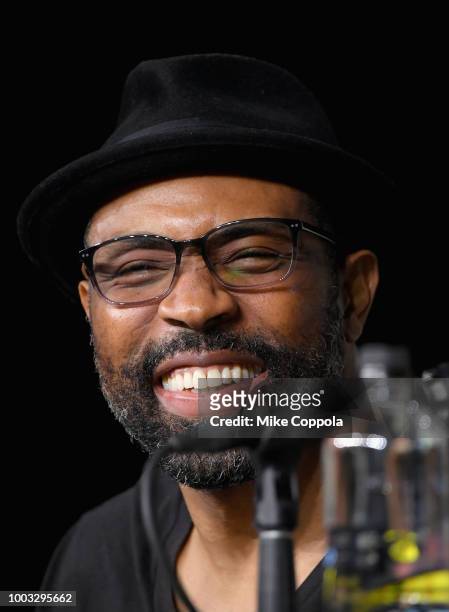 Cress Williams speaks onstage at the "Black Lightning" Special Video Presentation and Q&A during Comic-Con International 2018 at San Diego Convention...
