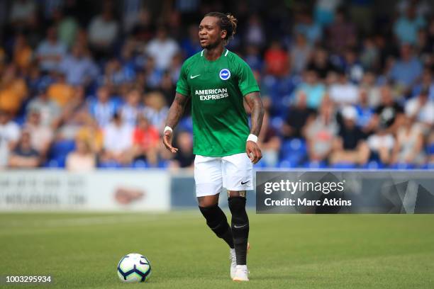 Gaetan Bong of Brighton and Hove Albion during the pre season friendly match between AFC Wimbledon and Brighton and Hove Albion at The Cherry Red...