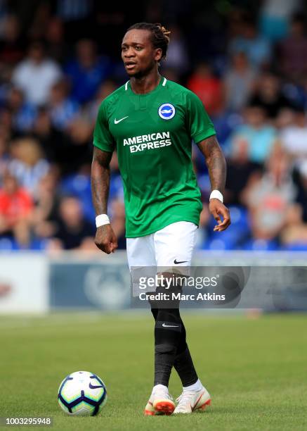 Gaetan Bong of Brighton and Hove Albion during the pre season friendly match between AFC Wimbledon and Brighton and Hove Albion at The Cherry Red...
