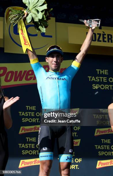 Omar Fraile Matarranz of Spain and Astana Pro Team celebrates winning stage 14 of Le Tour de France 2018 between Saint Paul Trois Chateaux and Mende...