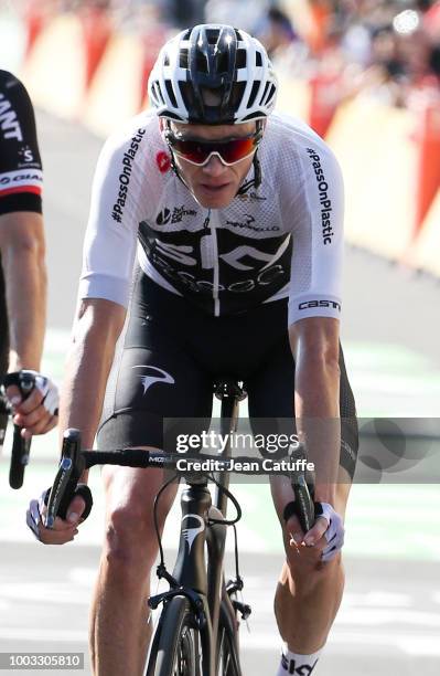 Chris Froome of Great Britain and Team Sky finishing stage 14 of Le Tour de France 2018 between Saint Paul Trois Chateaux and Mende on July 21, 2018...