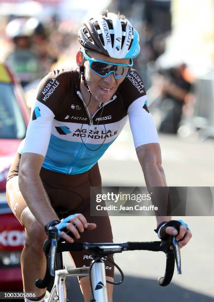 Romain Bardet of France and AG2R La Mondiale finishing stage 14 of Le Tour de France 2018 between Saint Paul Trois Chateaux and Mende on July 21,...