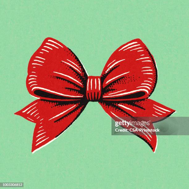 red bow - tied bow stock illustrations