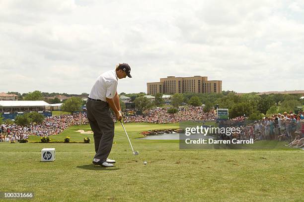 Jordan Spieth hits a tee shot during the third round of the HP Byron Nelson Championship at TPC Four Seasons Resort Las Colinas on May 22, 2010 in...