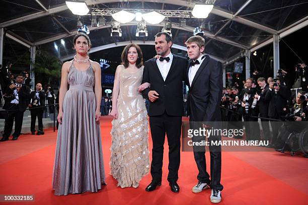 Hungarian actress Kitty Csikos , actor Rudolf Frecska and Hungarian director Kornel Mundruczo arrive for the screening of "Szelid Teremtes - A...