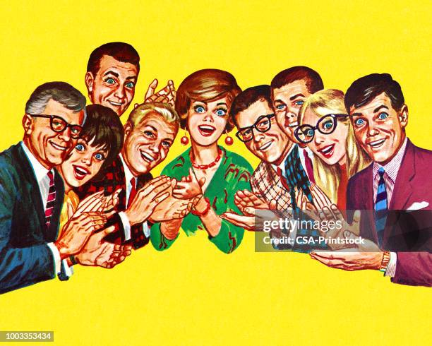 stockillustraties, clipart, cartoons en iconen met applaus van de groep van mensen - applauding