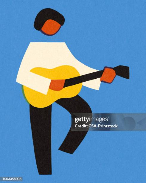 illustrazioni stock, clip art, cartoni animati e icone di tendenza di persona che suona la chitarra - pop musician