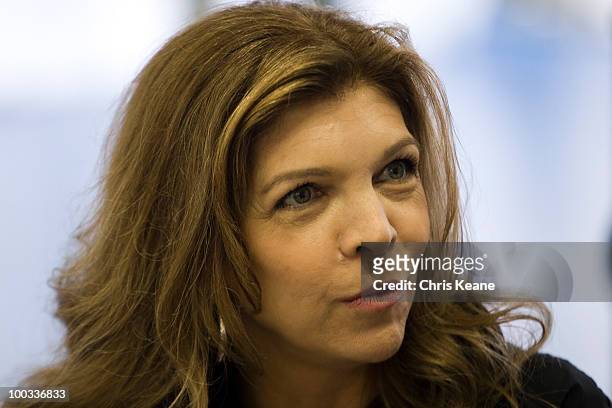 Teresa Earnhardt wife of the late Dale Earnhardt attends the drivers meeting before the Sprint All-Star Race at Charlotte Motor Speedway on May 22,...
