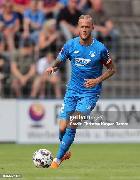 Kevin Vogt of Hoffenheim drives the ball during the pre-saeson friendly match between Queens Park Rangers and TSG 1899 Hoffenheim on July 21, 2018 in...