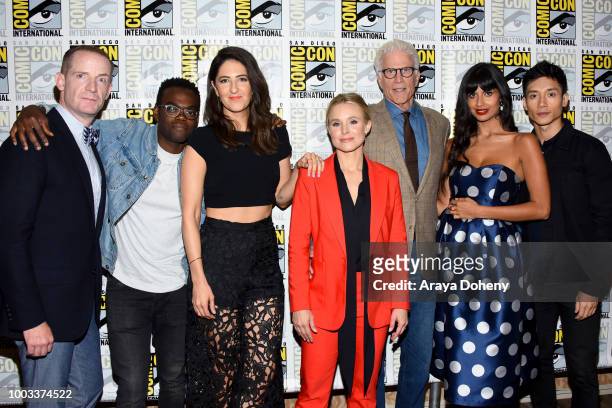 Marc Evan Jackson, William Jackson Harper, D'Arcy Carden, Kristen Bell, Ted Danson, Jameela Jamil, and Manny Jacinto attend the 'The Good Place'...