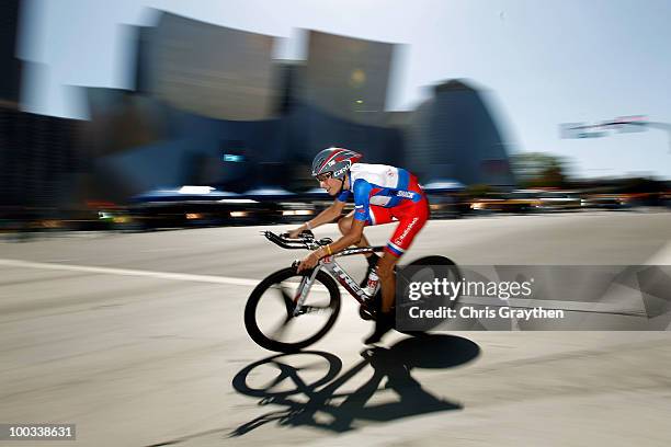 Janez Brajkovic of Slovenia, riding for Team Radio Shack rides on the course during the individual time trial in stage seven of the Tour of...