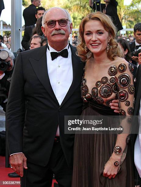 Oleg Menshikov and Nadezhda Mihalkova attends the "Exodus Burnt By The Sun 2" Premiere held at the Palais des Festivals during the 63rd Annual...