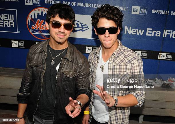 Joe Jonas and Nick Jonas visit Citi Field on May 22, 2010 in New York City.