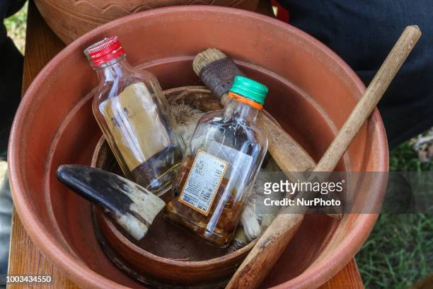 Ingredients of traditional Kashubian snuff are seen in Chmielno, Kashubia region, Poland on 21 July 2018 Kashubs or Kashubians have their own unique...