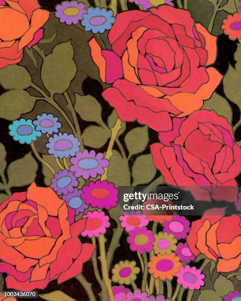 floral pattern - psychedelic pattern stock illustrations