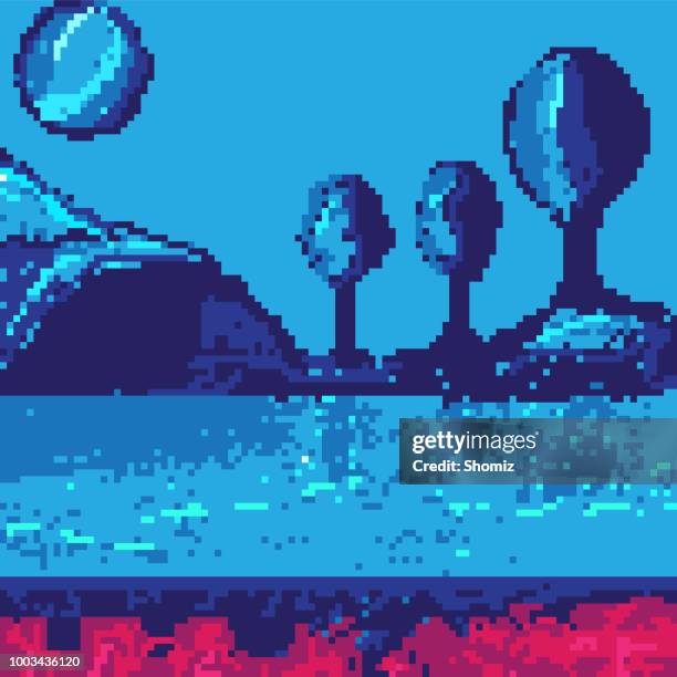 pixel art seamless background - number 16 stock illustrations