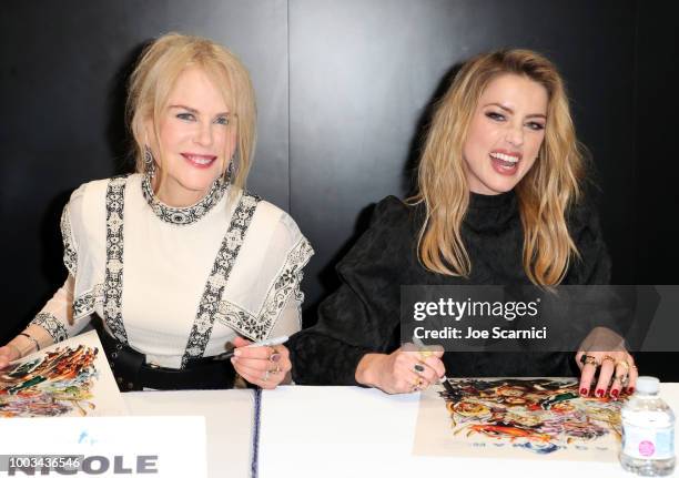 Nicole Kidman and Amber Heard attend DC Entertainment's Warner Bros. Pictures 'Aquaman' Autograph Signing during Comic-Con International 2018 at San...