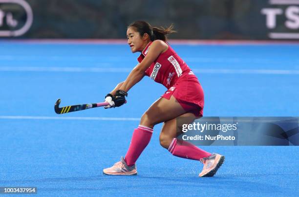 Miki of Japan during Vitality Hockey Women's World Cup 2018 match Group D between Australia and Japan at Lee Valley Hockey &amp; Tennis Centre, Queen...