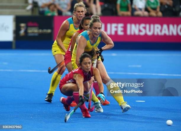 Motomi of Japan during Vitality Hockey Women's World Cup 2018 match Group D between Australia and Japan at Lee Valley Hockey &amp; Tennis Centre,...