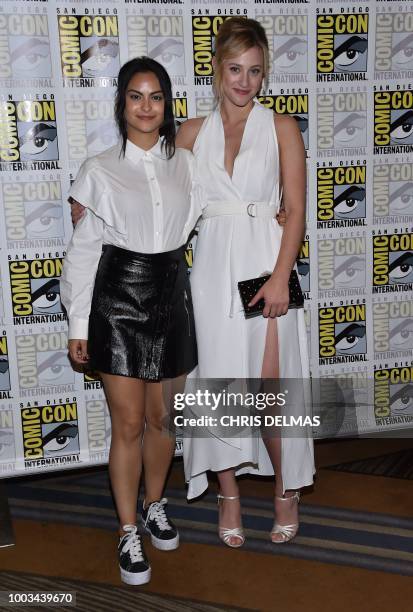 Actress Camila Mendes and Lili Reinhart arrive for the press line of "Riverdale" at Comic Con in San Diego, July 21, 2018.