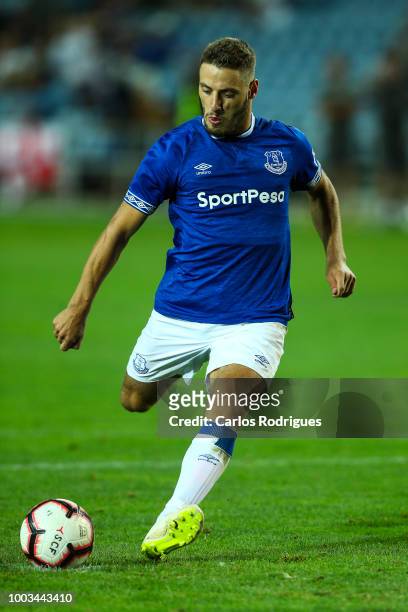 Kevin Mirallas of Everton FC kicks the ball during the match between Everton FC and LOSC Lille for Algarve Football Cup 2018 at Estadio do Algarve on...