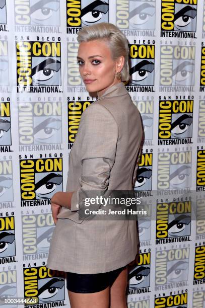 Wallis Day attends the 'Krypton' Press Line during Comic-Con International 2018 at Hilton Bayfront on July 21, 2018 in San Diego, California.