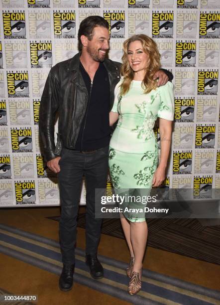 Skeet Ulrich and Madchen Amick attend the 'Riverdale' Press Line during Comic-Con International 2018 at Hilton Bayfront on July 21, 2018 in San...