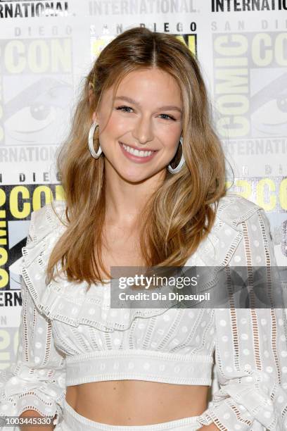 Melissa Benoist attends the 'Supergirl' Press Line during Comic-Con International 2018 at Hilton Bayfront on July 21, 2018 in San Diego, California.